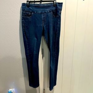 Jag jeans, pull on straight leg stretch dark wash